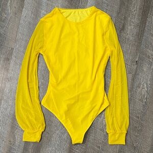 Yellow Long Sleeve Amazon One Piece Bodysuit for Women